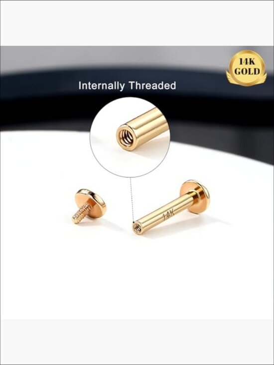 Amazon.com: Melighting 16G Flower Piercing Helix 14K Solid  14K Solid Gold Flat Back Cartilage Earring 16G Helix Piercing Internally